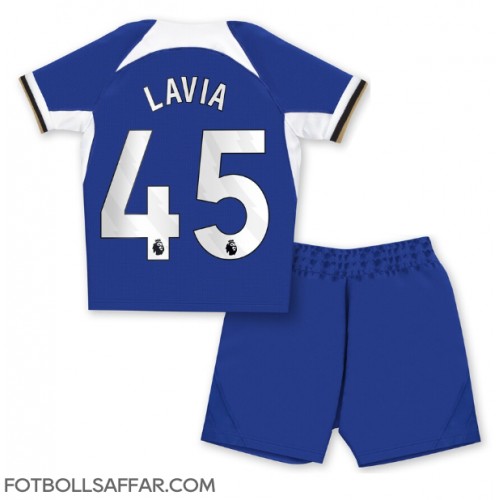 Chelsea Romeo Lavia #45 Hemmadräkt Barn 2023-24 Kortärmad (+ Korta byxor)